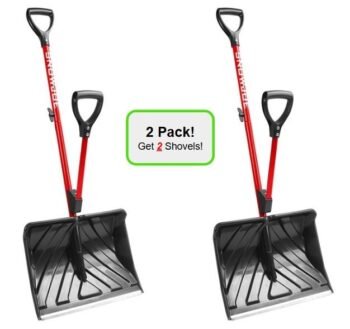 2 PACK - Snow Joe Shovelution SJ-SHLV01 | 18-in Strain-Reducing Snow Shovel | W/ Spring Assisted Handle (Open Box)